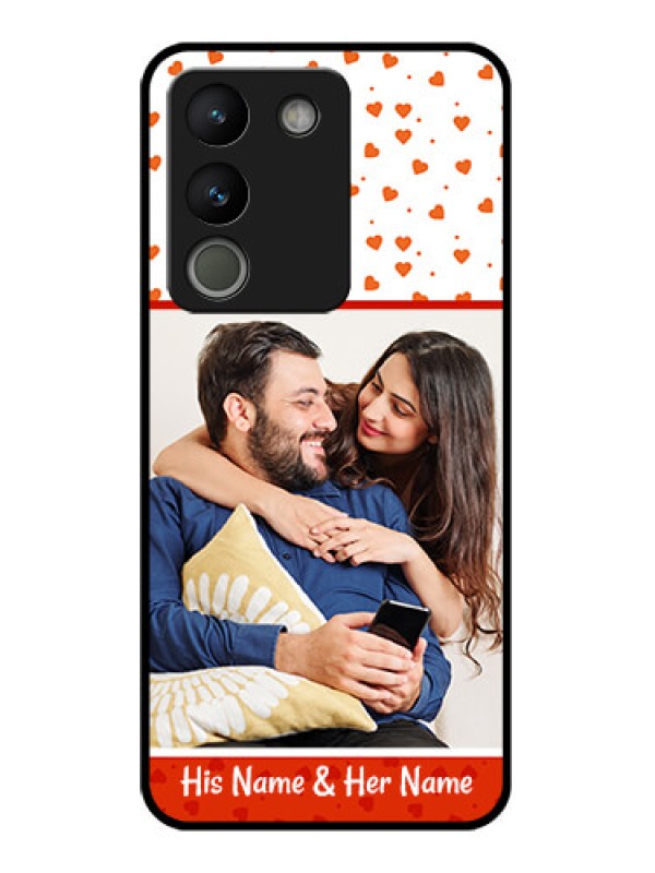 Custom Vivo Y200 5G Custom Glass Phone Case - Orange Love Symbol Design
