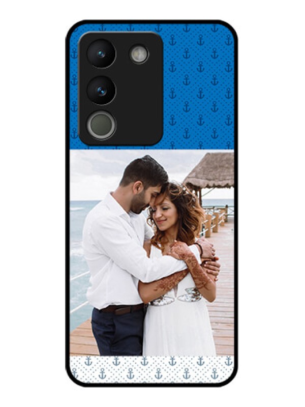 Custom Vivo Y200 5G Custom Glass Phone Case - Blue Anchors Design