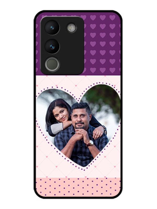 Custom Vivo Y200 5G Custom Glass Phone Case - Violet Love Dots Design