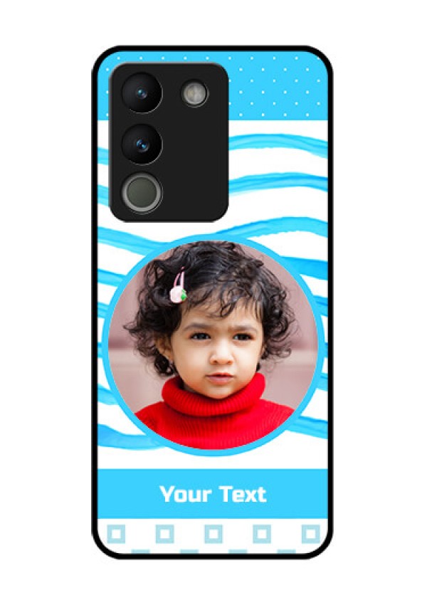 Vivo Y200 5G Custom Glass Phone Case - Simple Blue Case Design