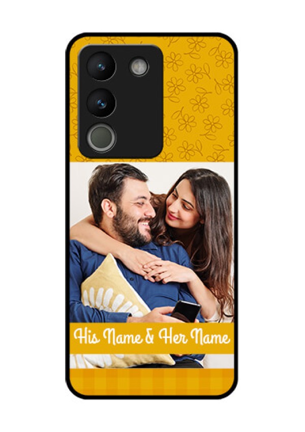 Vivo Y200 5G Custom Glass Phone Case - Yellow Floral Design