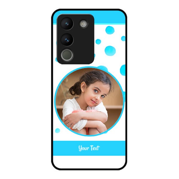Vivo Y200 5G Custom Glass Phone Case - Blue Bubbles Pattern Design Vivo Y200 5G Custom Glass Phone Case - Blue Bubbles Pattern Design
