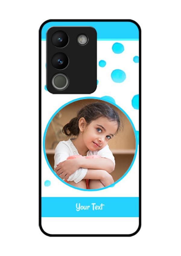 Vivo Y200 5G Custom Glass Phone Case - Blue Bubbles Pattern Design