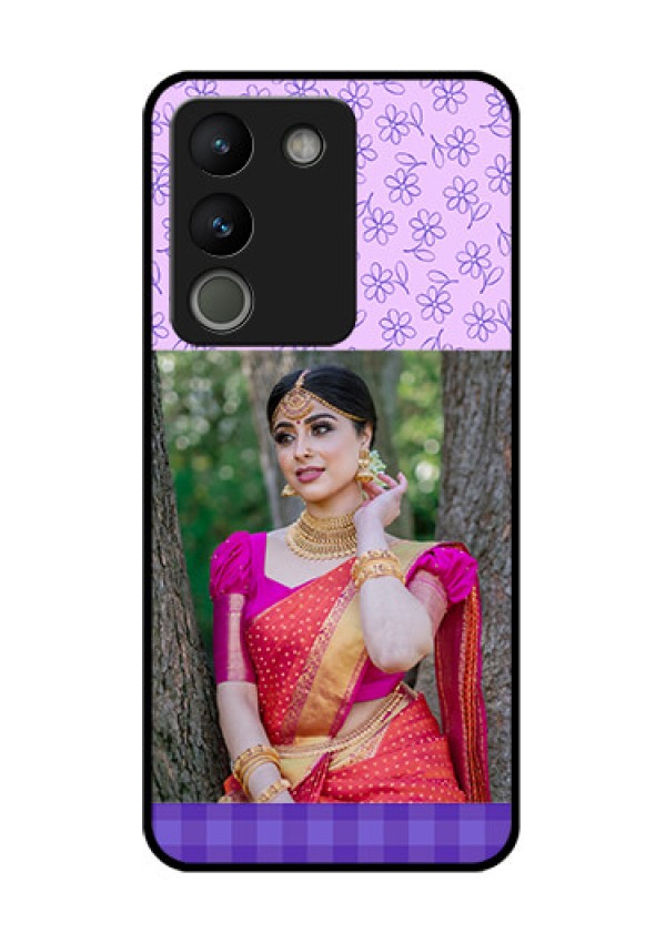 Vivo Y200 5G Custom Glass Phone Case - Purple Floral Design