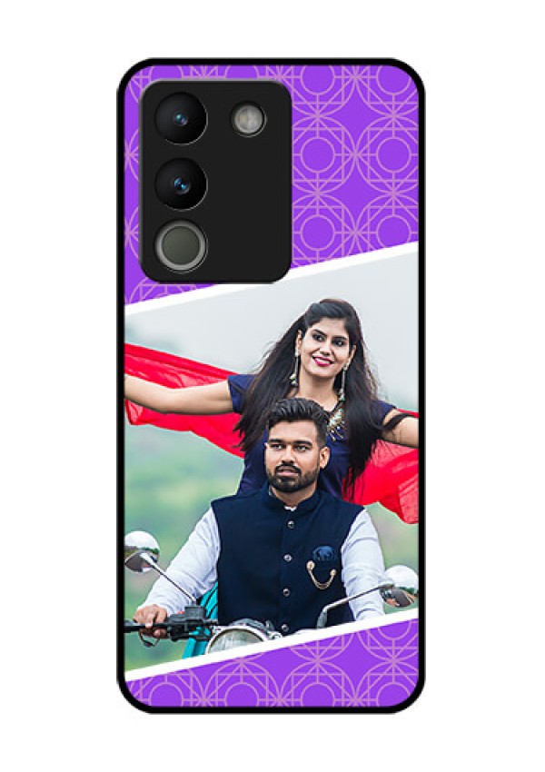 Vivo Y200 5G Custom Glass Phone Case - Violet Color Pattern Design