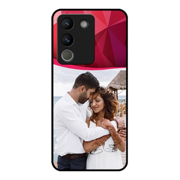 Vivo Y200 5G Custom Glass Phone Case - Red Abstract Design