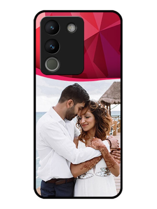 Custom Vivo Y200 5G Custom Glass Phone Case - Red Abstract Design