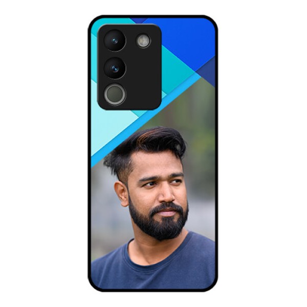 Vivo Y200 5G Custom Glass Phone Case - Blue Pattern Design