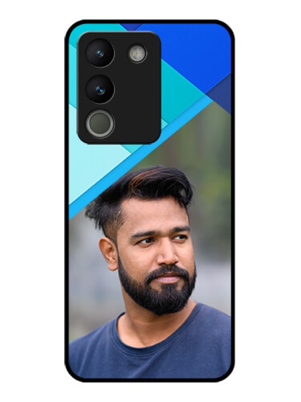 Custom Vivo Y200 5G Custom Glass Phone Case - Blue Pattern Design