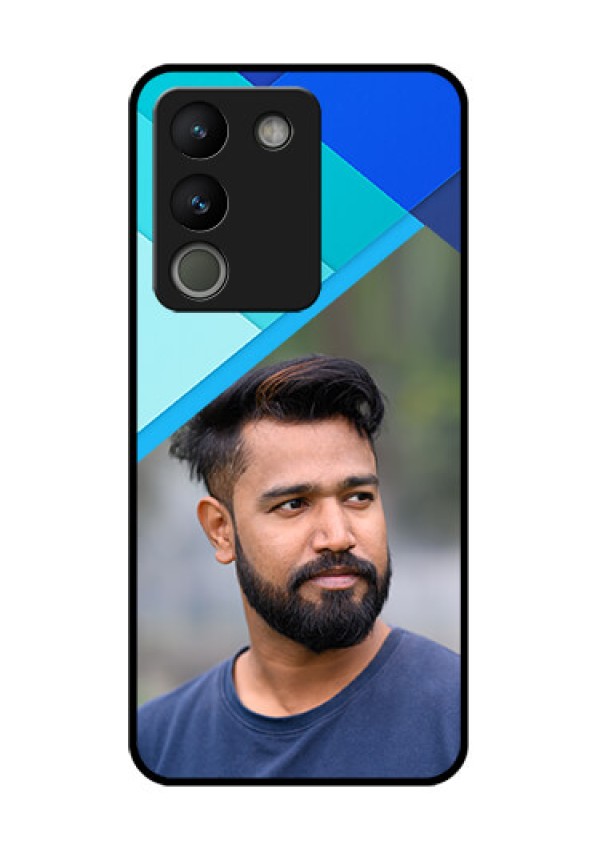 Vivo Y200 5G Custom Glass Phone Case - Blue Pattern Design