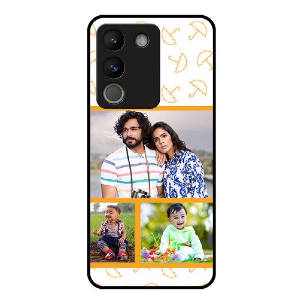 Vivo Y200 5G Custom Glass Phone Case - Yellow Pattern Design