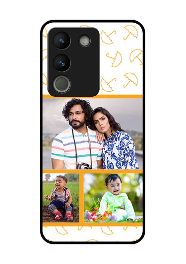 Vivo Y200 5G Custom Glass Phone Case - Yellow Pattern Design