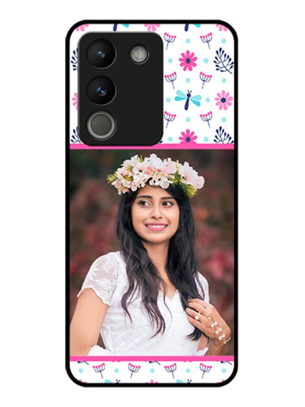 Custom Vivo Y200 5G Custom Glass Phone Case - Colorful Flower Design
