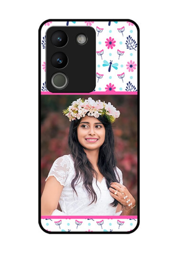 Vivo Y200 5G Custom Glass Phone Case - Colorful Flower Design
