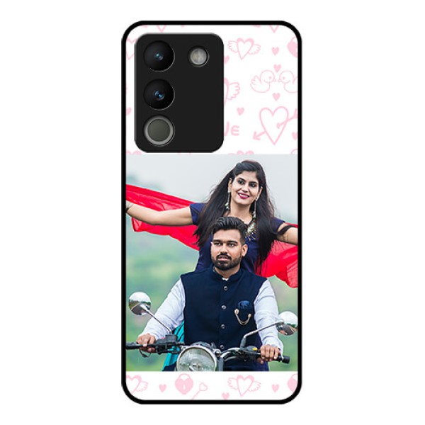 Vivo Y200 5G Custom Glass Phone Case - Pink Flying Heart Design