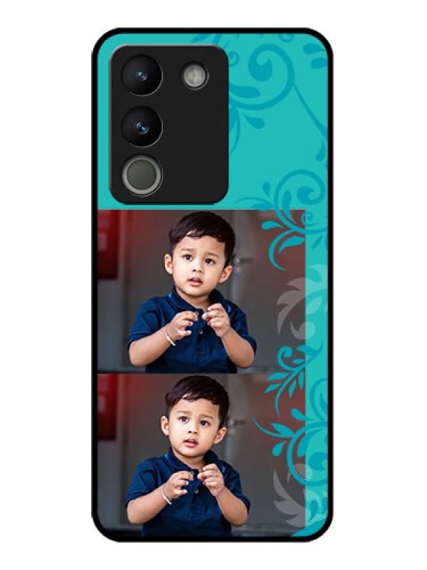 Custom Vivo Y200 5G Custom Glass Phone Case - With Photo And Green Floral Design