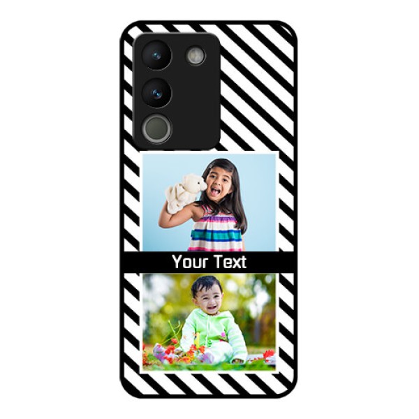 Vivo Y200 5G Custom Glass Phone Case - Black And White Stripes Design Vivo Y200 5G Custom Glass Phone Case - Black And White Stripes Design