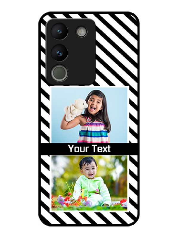 Custom Vivo Y200 5G Custom Glass Phone Case - Black And White Stripes Design