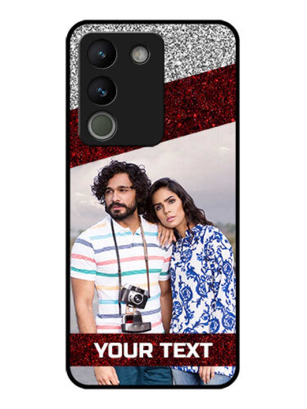 Custom Vivo Y200 5G Custom Glass Phone Case - Image Holder With Glitter Strip Design