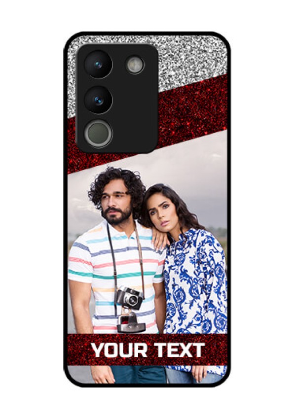 Vivo Y200 5G Custom Glass Phone Case - Image Holder With Glitter Strip Design