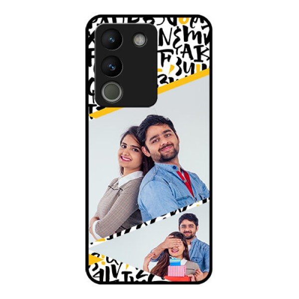 Vivo Y200 5G Custom Glass Phone Case - Letters Pattern Design