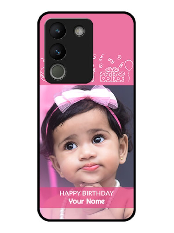 Custom Vivo Y200 5G Custom Glass Phone Case - With Birthday Line Art Design