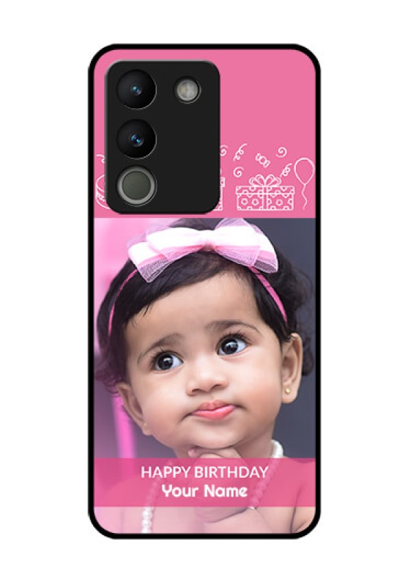 Vivo Y200 5G Custom Glass Phone Case - With Birthday Line Art Design