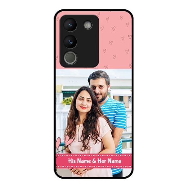 Vivo Y200 5G Custom Glass Phone Case - Love Design Peach Color Vivo Y200 5G Custom Glass Phone Case - Love Design Peach Color