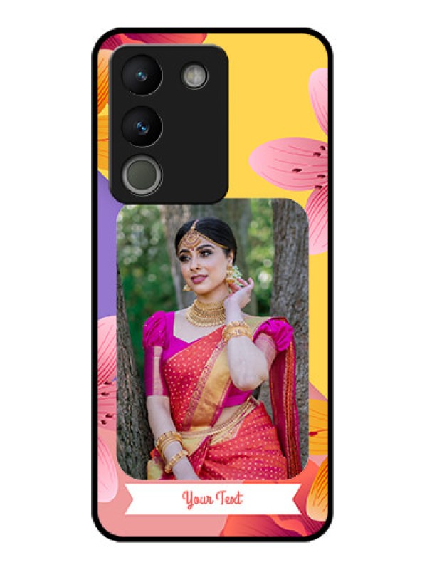 Custom Vivo Y200 5G Custom Glass Phone Case - 3 Image With Vintage Floral Design