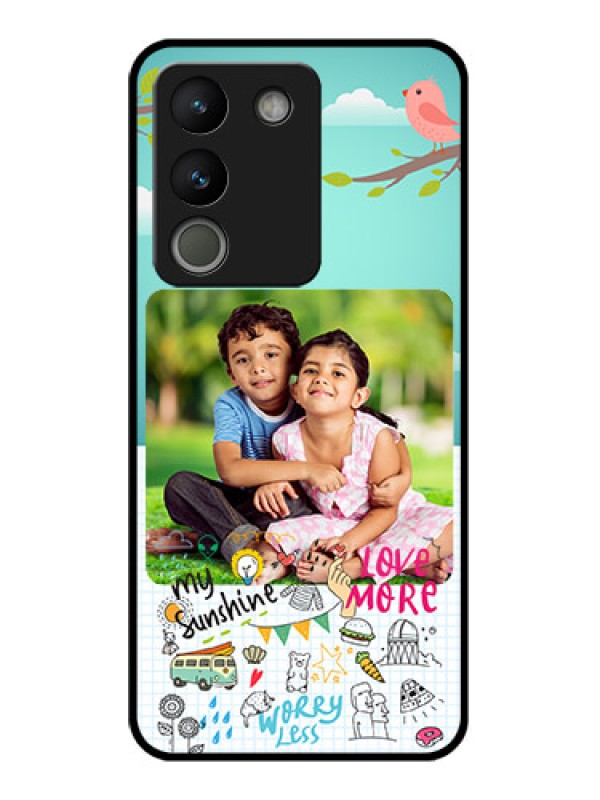Custom Vivo Y200 5G Custom Glass Phone Case - Doodle Love Design