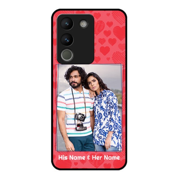 Vivo Y200 5G Custom Glass Phone Case - With Red Heart Symbols Design Vivo Y200 5G Custom Glass Phone Case - With Red Heart Symbols Design