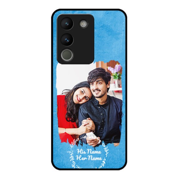 Vivo Y200 5G Custom Glass Phone Case - Blue Color Vintage Design