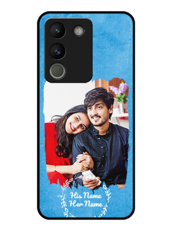 Custom Vivo Y200 5G Custom Glass Phone Case - Blue Color Vintage Design