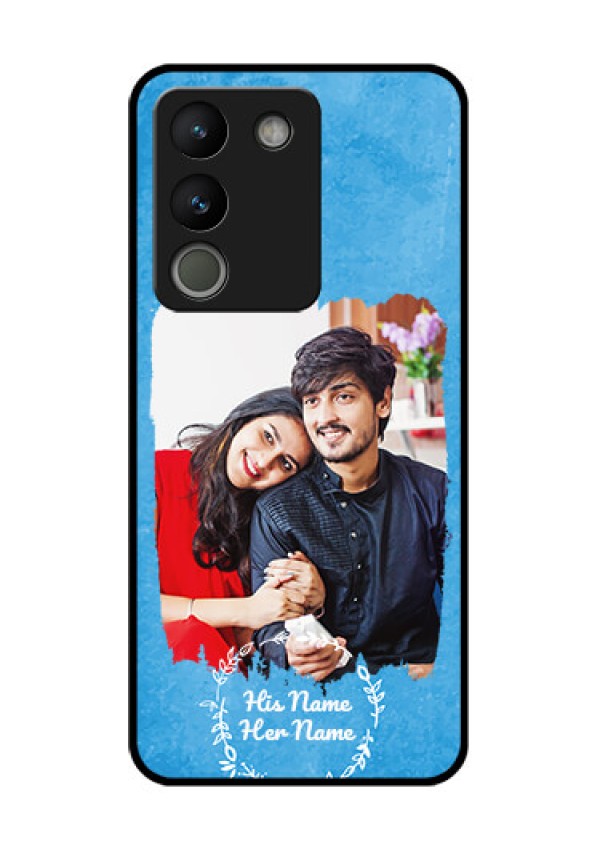 Vivo Y200 5G Custom Glass Phone Case - Blue Color Vintage Design