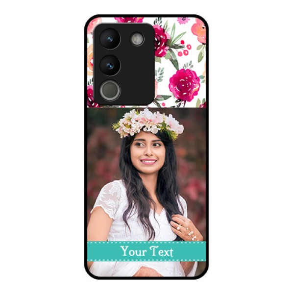 Vivo Y200 5G Custom Glass Phone Case - Water Colors Floral Design
