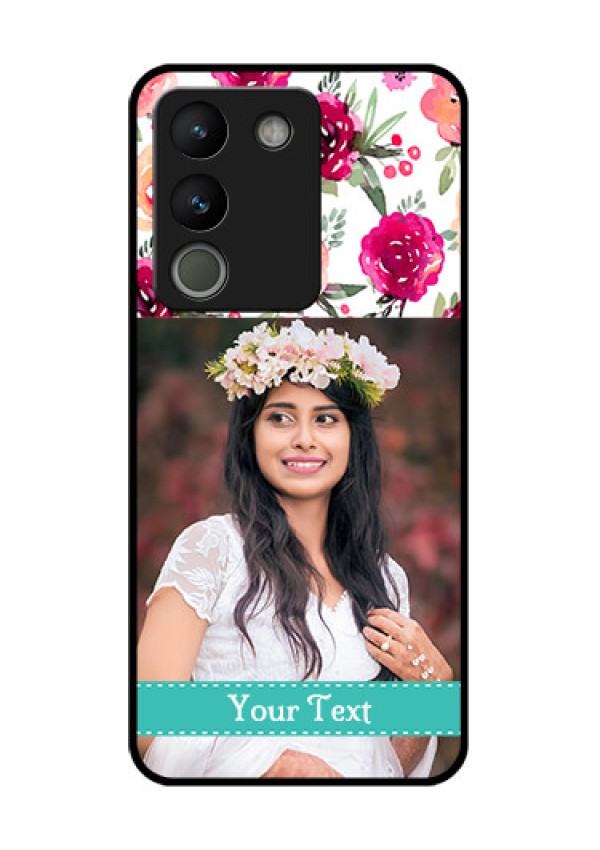 Vivo Y200 5G Custom Glass Phone Case - Water Colors Floral Design