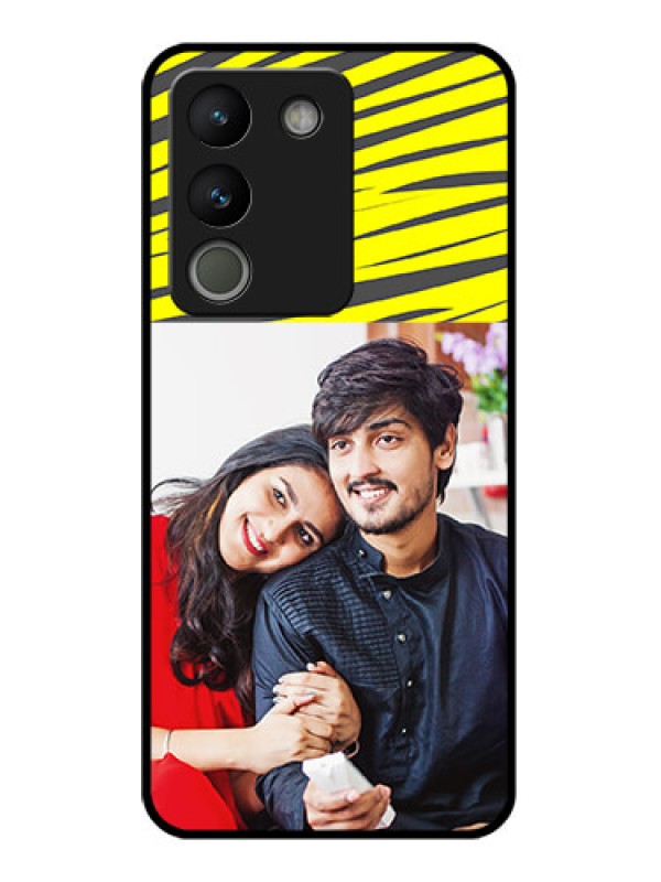 Custom Vivo Y200 5G Custom Glass Phone Case - Yellow Abstract Design