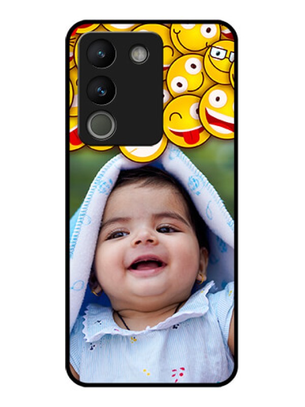 Custom Vivo Y200 5G Custom Glass Phone Case - With Smiley Emoji Design