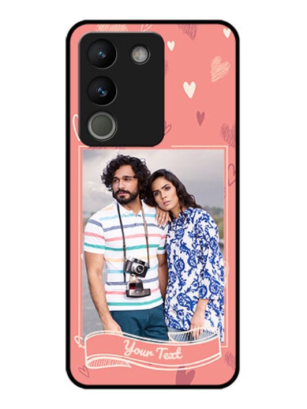 Custom Vivo Y200 5G Custom Glass Phone Case - Love Doodle Art Design