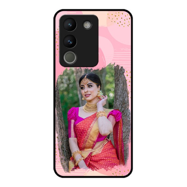 Vivo Y200 5G Custom Glass Phone Case - Gold Glitter Splash Design