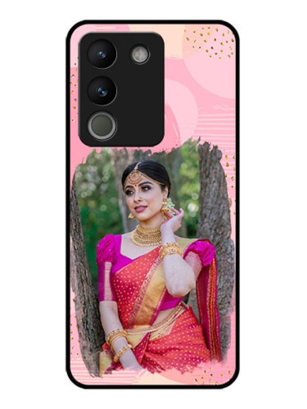 Custom Vivo Y200 5G Custom Glass Phone Case - Gold Glitter Splash Design