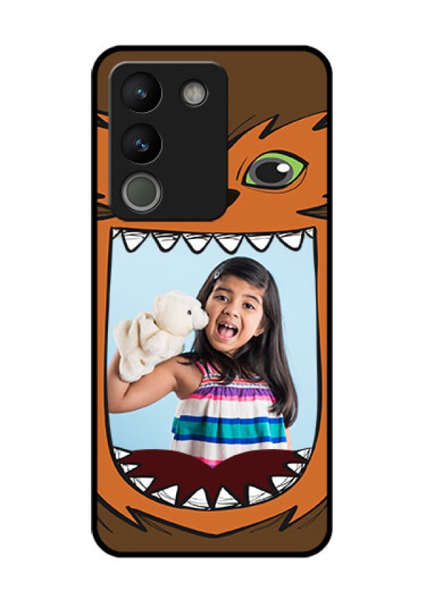 Vivo Y200 5G Custom Glass Phone Case - Owl Monster Back Case Design