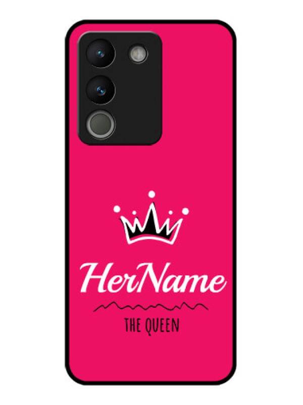 Custom Vivo Y200 5G Custom Glass Phone Case - Queen With Name Design
