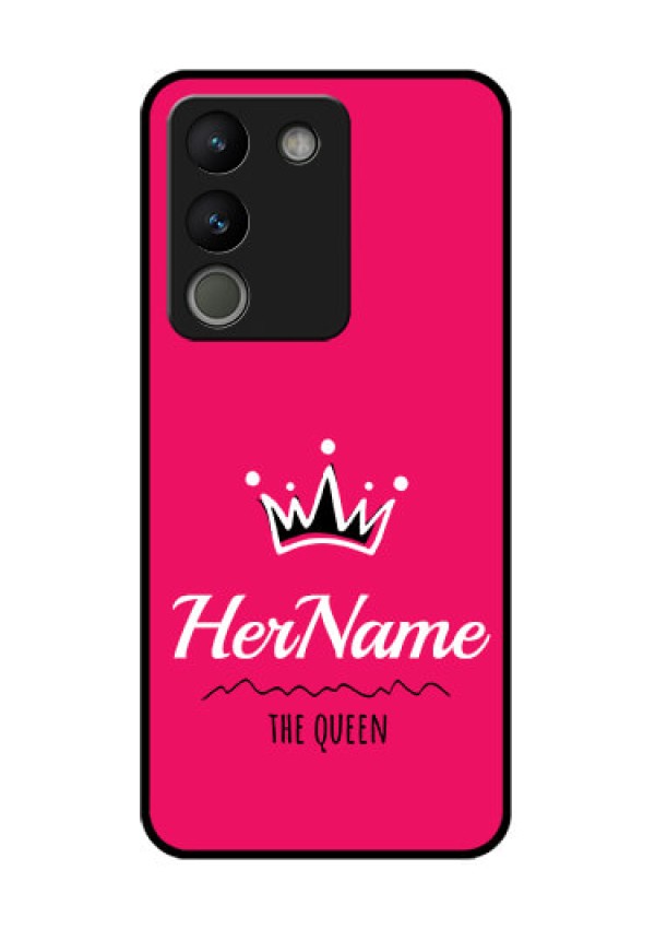 Vivo Y200 5G Custom Glass Phone Case - Queen With Name Design
