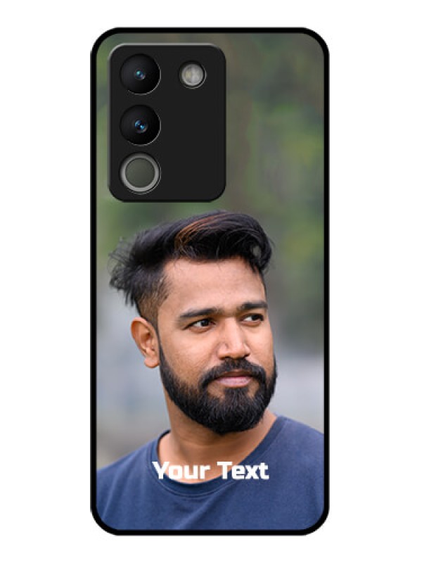 Custom Vivo Y200 5G Custom Glass Phone Case - Photo With Text Design