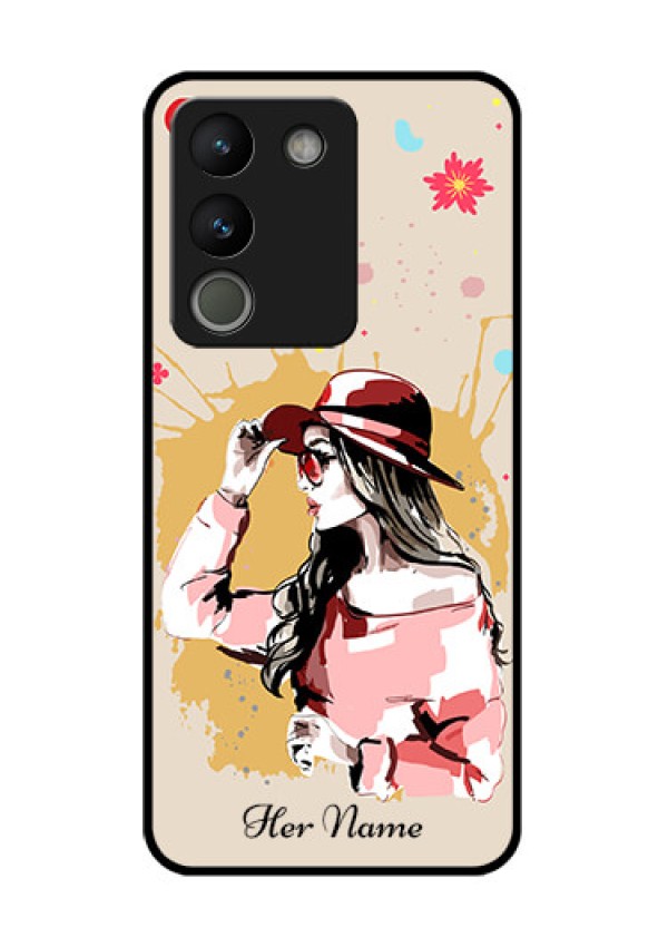 Vivo Y200 5G Custom Glass Phone Case - Women With Pink Hat Design