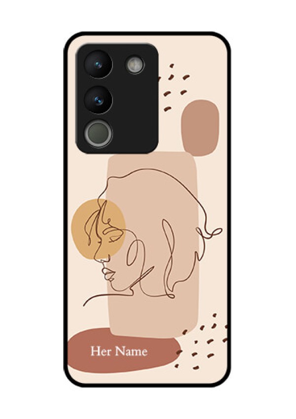 Vivo Y200 5G Custom Glass Phone Case - Calm Woman Line Art Design