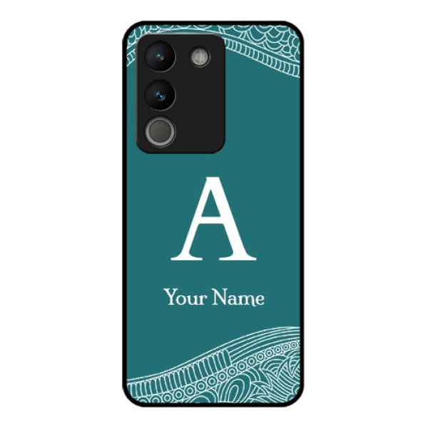 Vivo Y200 5G Custom Glass Phone Case - Line Art Pattern With Custom Name Design Vivo Y200 5G Custom Glass Phone Case - Line Art Pattern With Custom Name Design