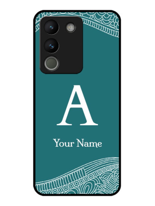 Custom Vivo Y200 5G Custom Glass Phone Case - Line Art Pattern With Custom Name Design