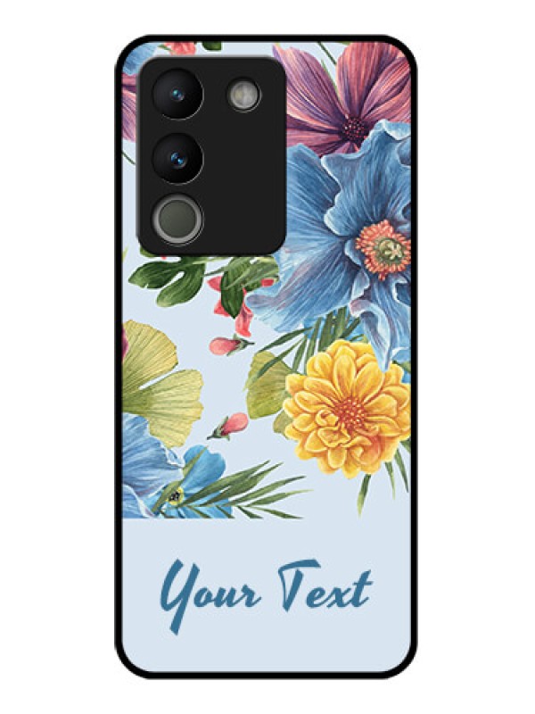 Custom Vivo Y200 5G Custom Glass Phone Case - Stunning Watercolored Flowers Painting Design
